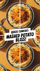 Delicious microwave instant mashed potato bowls with toppings, perfect for a quick meal