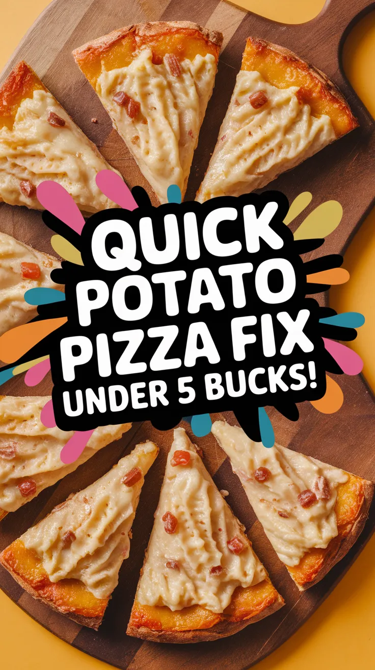 Delicious cheap microwave instant mashed potato pizza slices topped with bacon.