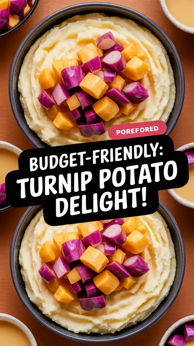 Bowls of cheap microwave instant mashed potatoes topped with canned diced turnips and melted cheese