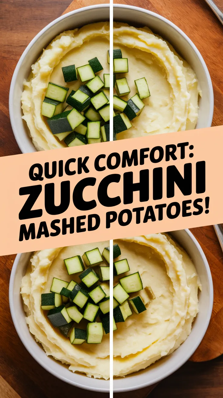 Instant mashed potatoes topped with diced zucchini for a quick and affordable meal