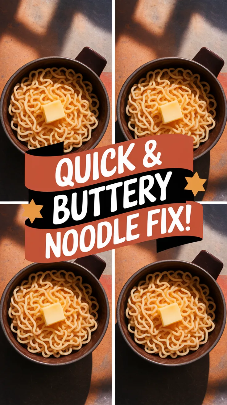 Delicious cheap microwave instant noodles topped with butter, perfect for a quick meal.