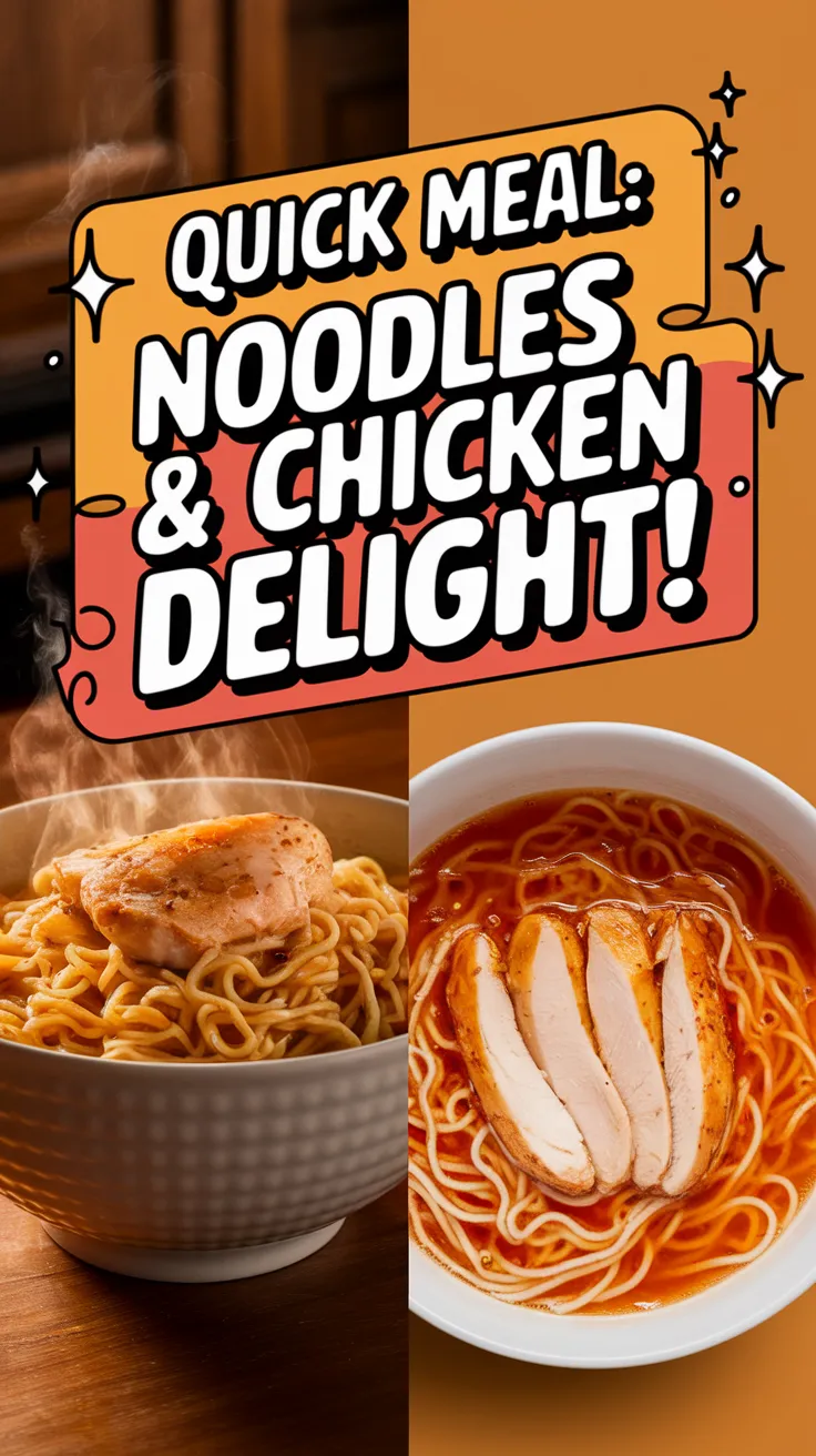 Delicious cheap microwave instant noodles topped with canned chicken.