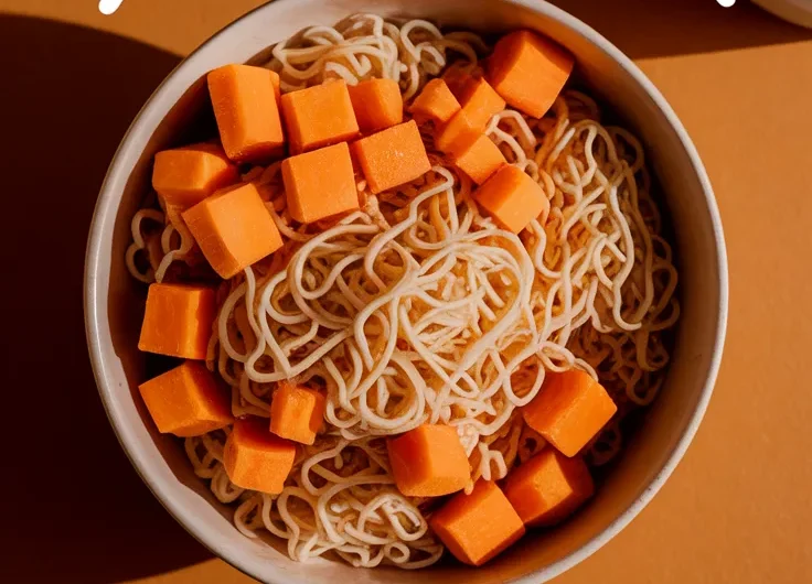 Cheap Microwave Instant Noodles with Canned Diced Parsnips