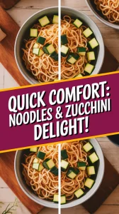Bowl of cheap microwave instant noodles topped with canned diced zucchini.