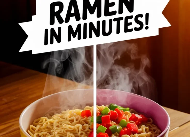 Cheap Microwave Ramen with Canned Diced Peppers