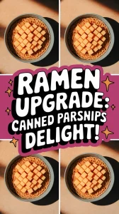 Bowl of microwave ramen topped with diced parsnips for a budget-friendly upgrade.