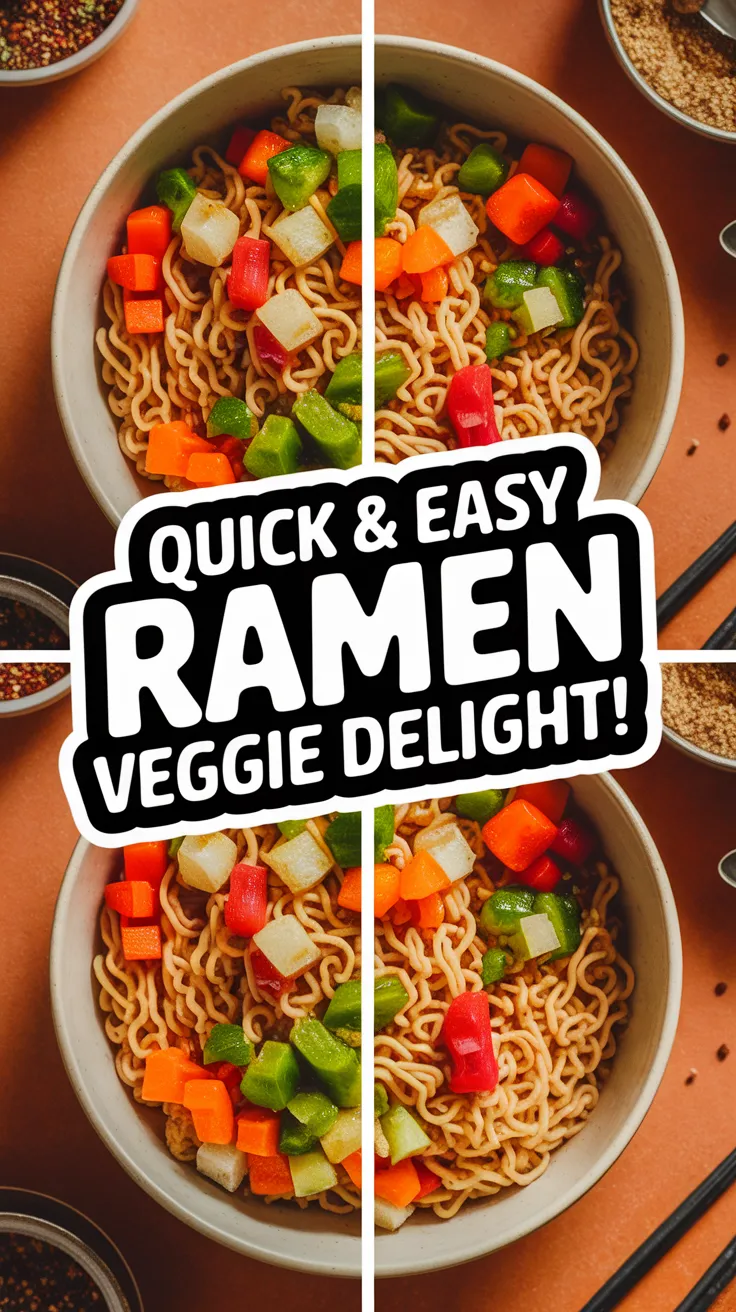 Bowl of cheap microwave ramen mixed with frozen vegetables, showcasing a quick meal option.