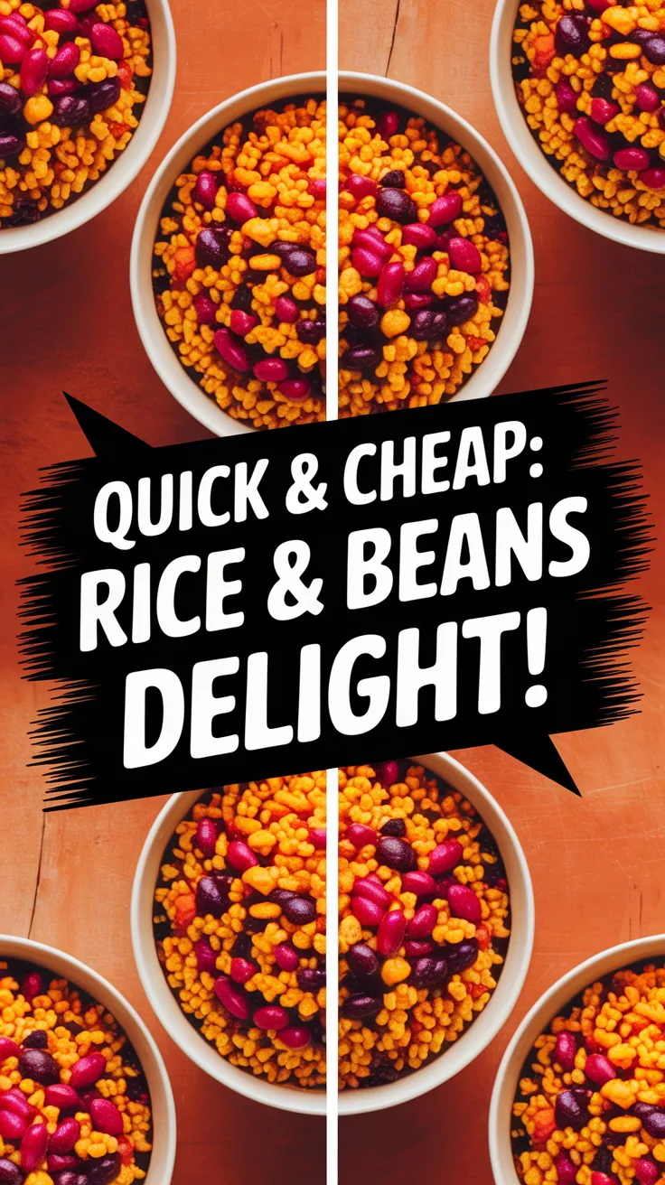A colorful bowl of microwave rice and beans, perfect for a cheap meal.