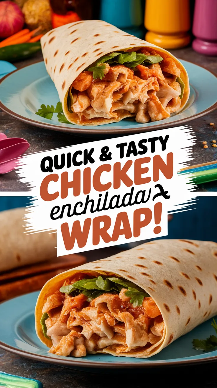 Microwave tortilla filled with canned chicken enchilada ingredients, perfect for a quick meal.
