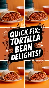 A delicious microwave tortilla filled with refried beans, perfect for a quick meal.