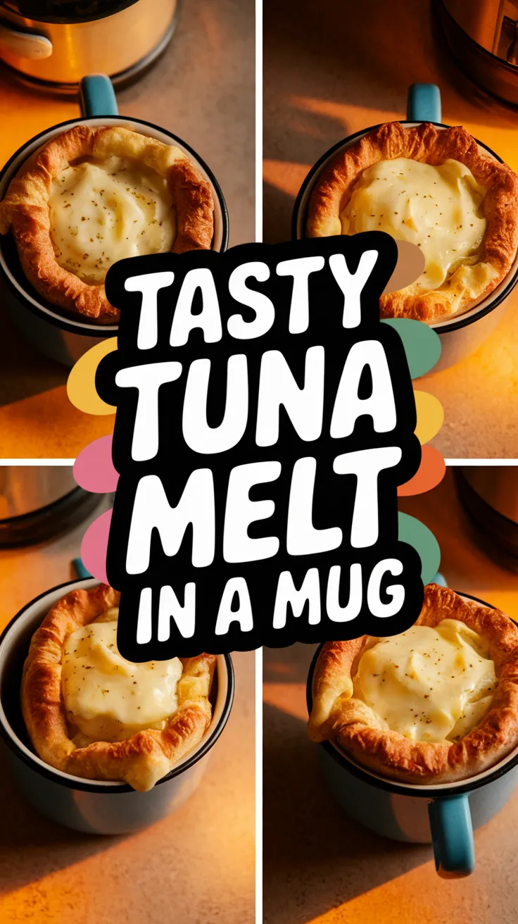 Delicious cheap microwave tuna melt served in a mug