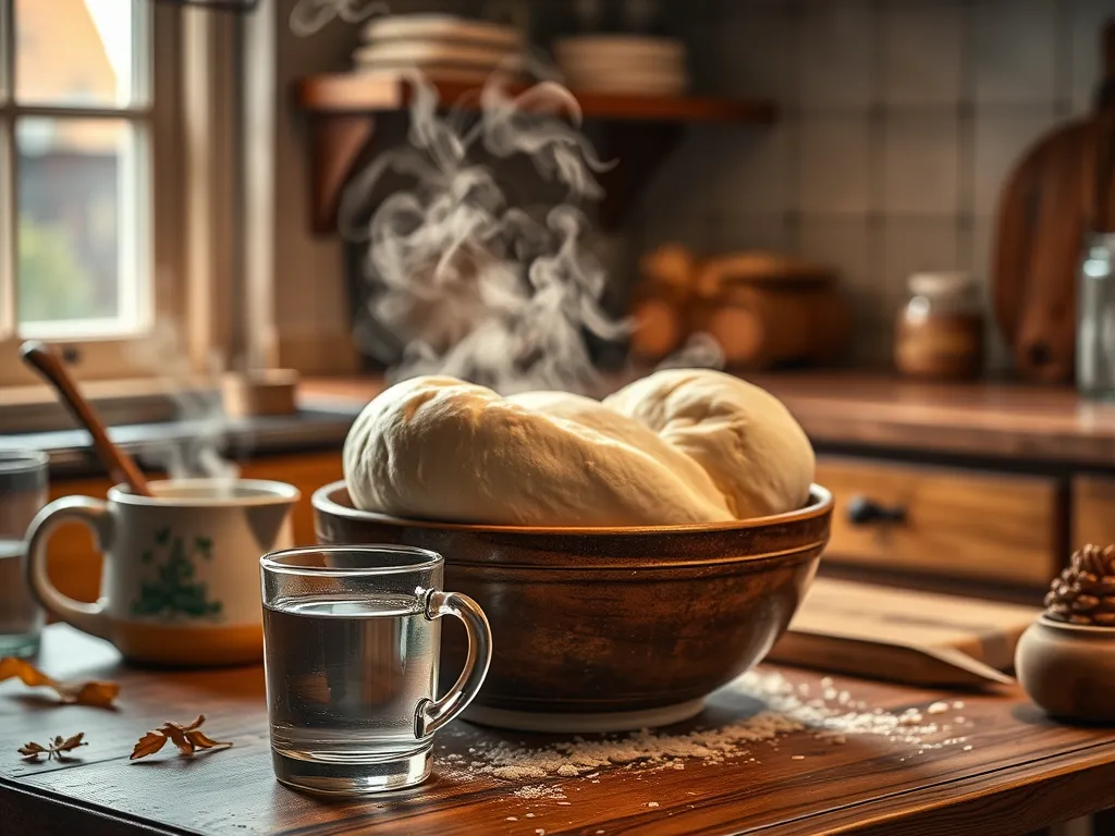 Bowl of dough steaming during microwave proofing for Cinnamon Sugar Milk Bread.