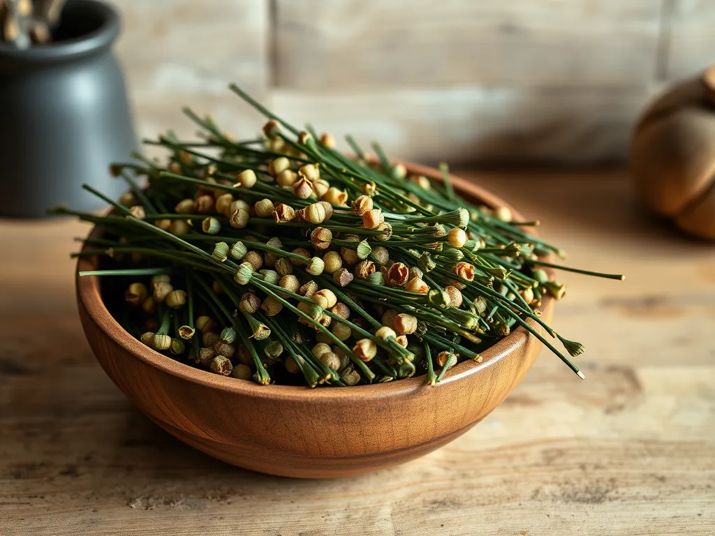 Bowl of fresh chives ready for drying in the microwave