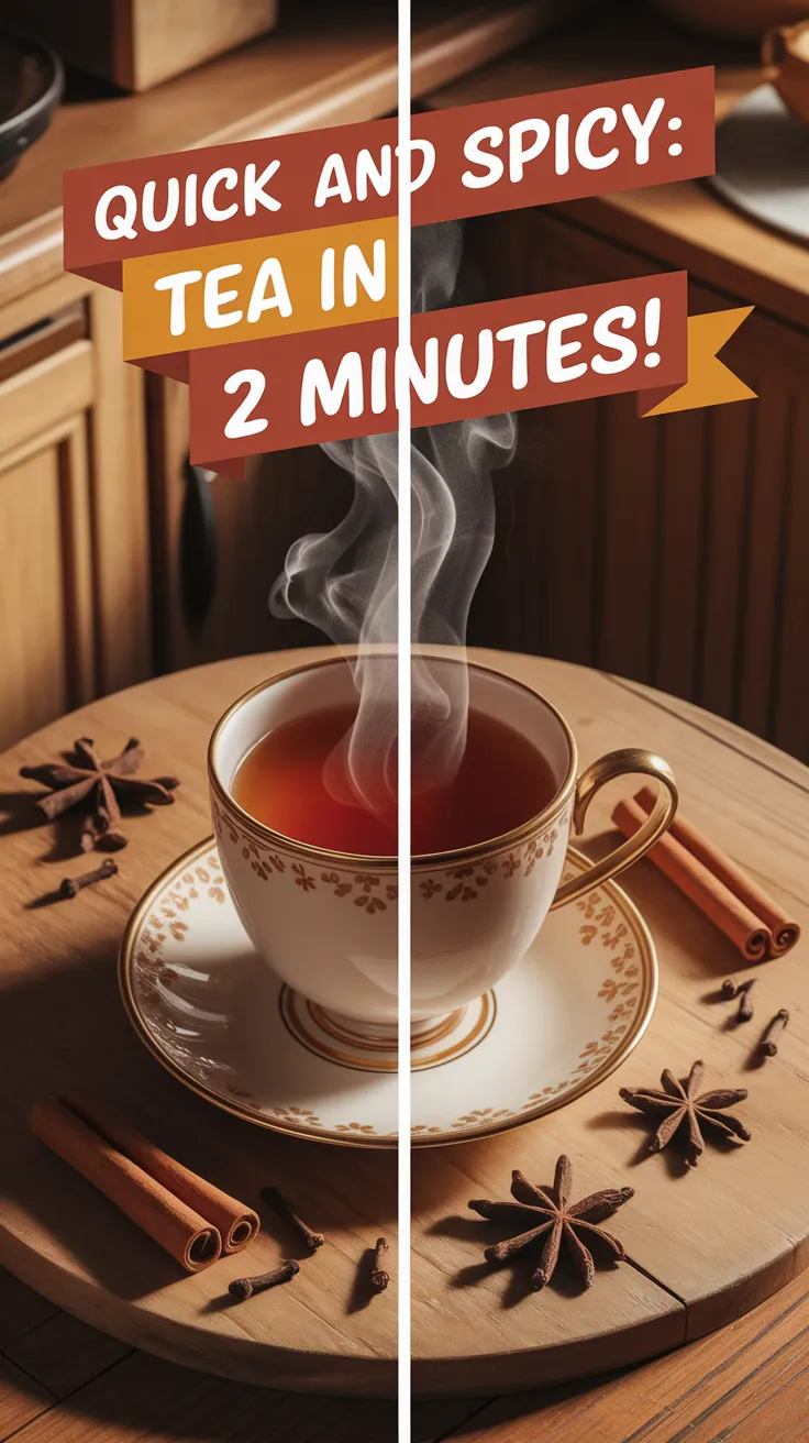 Cup of spiced tea with steam, showcasing quick and easy preparation.