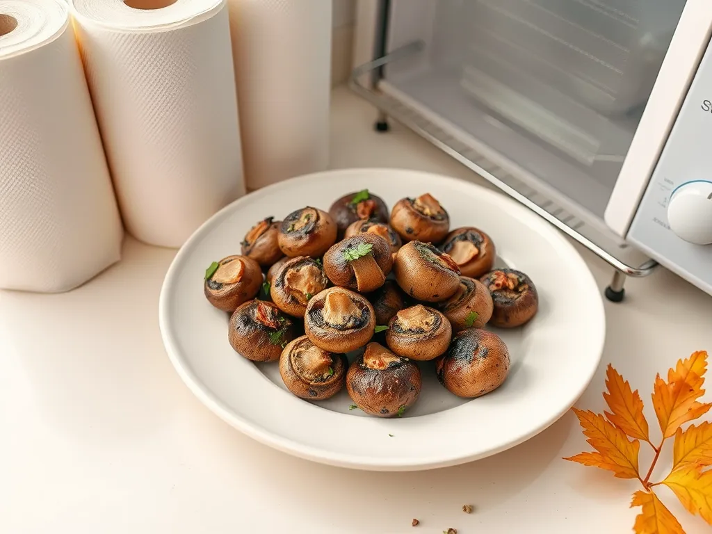 A plate of delicious easy 2-minute stuffed mushrooms ready to enjoy.