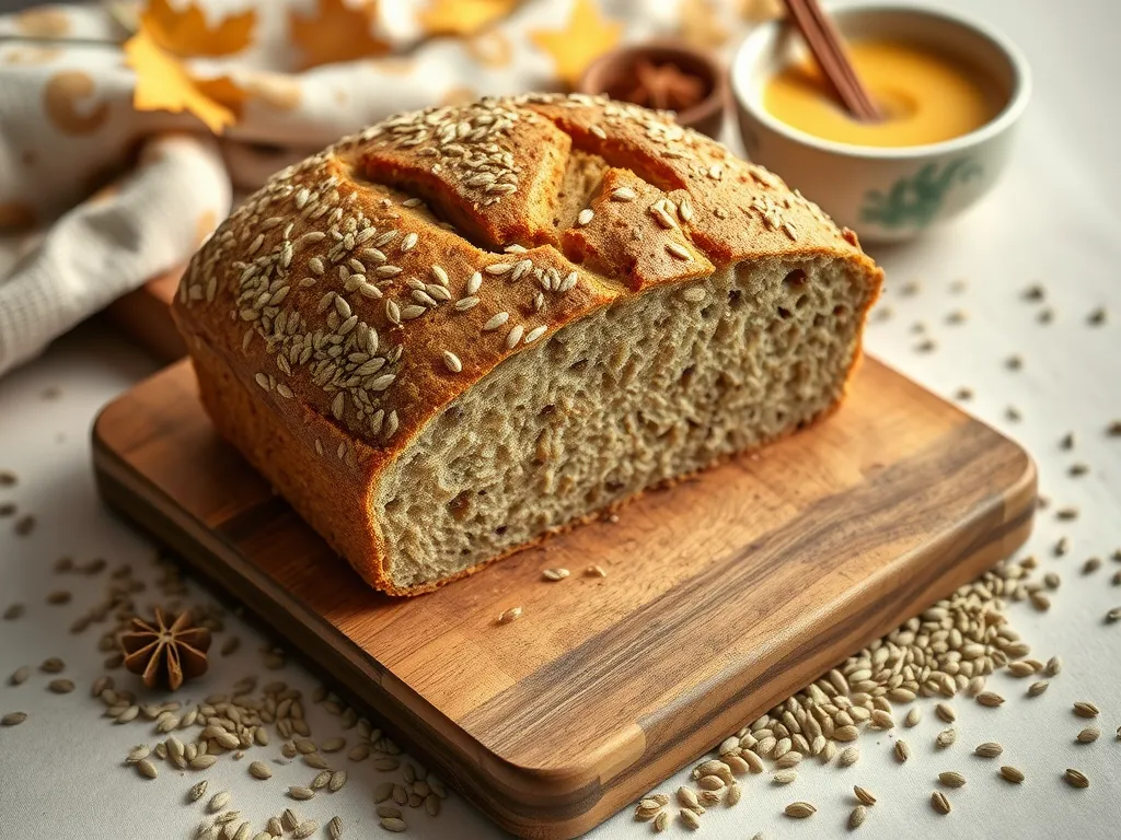 Deliciously baked easy 90-second hemp bread topped with seeds