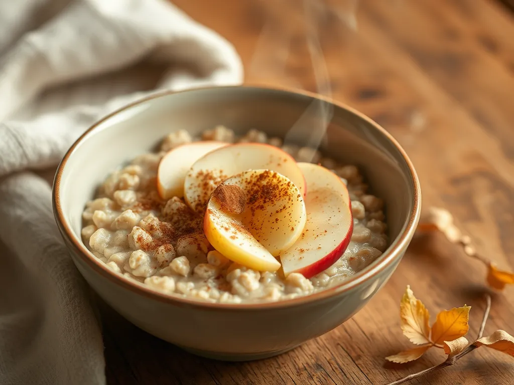 Delicious oat bread served with apple slices, perfect for a quick meal.