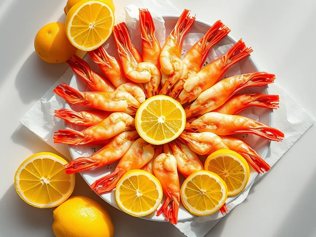Plate of Cajun shrimp with lemon slices, showcasing Easy Cajun Shrimp Pops recipe