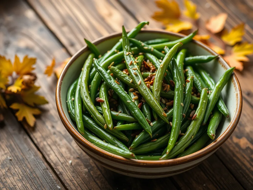 Delicious sesame green beans ready to serve, perfect for a quick 2-minute recipe.