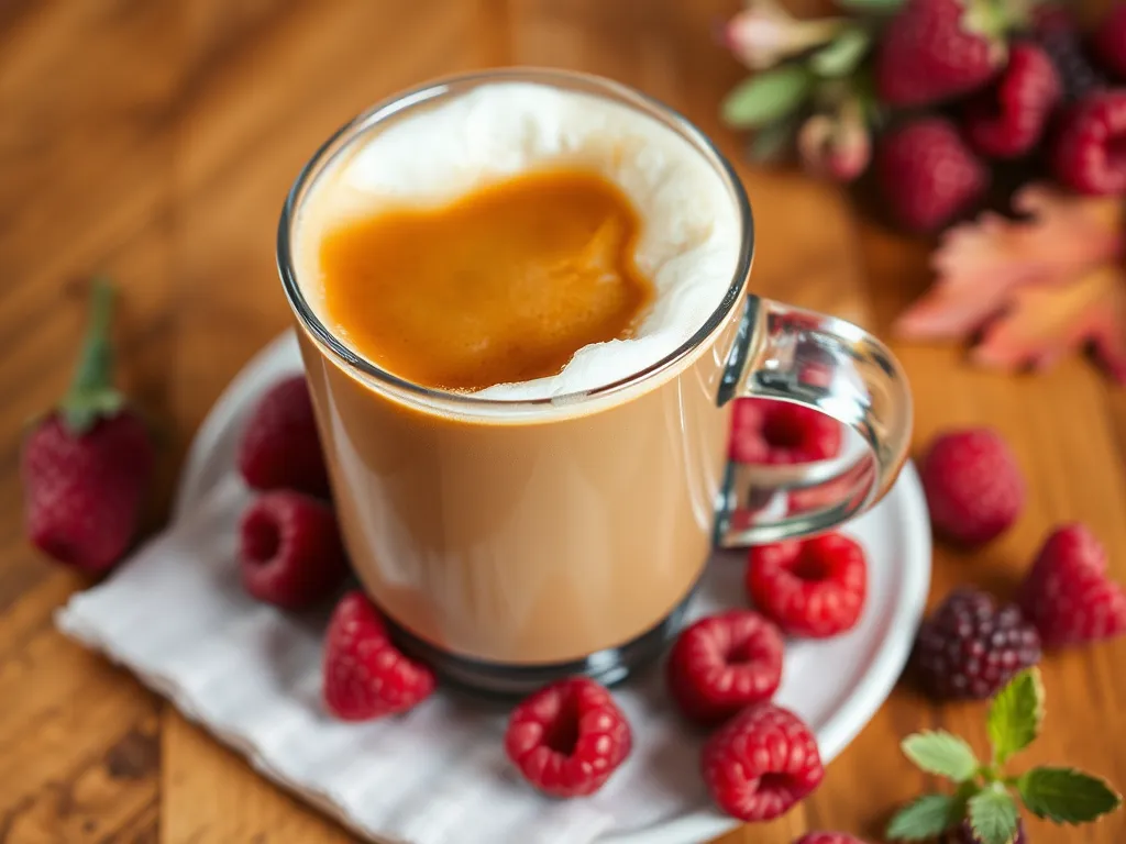 Delicious Espresso Martini Mix made with microwave coffee base and garnished with fresh raspberries.