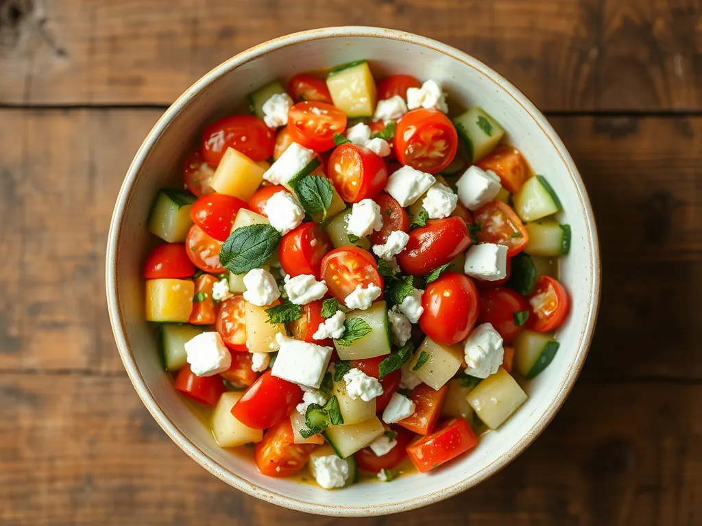 Healthy Freekeh Salad with Tomatoes, Cucumbers, and Feta Cheese