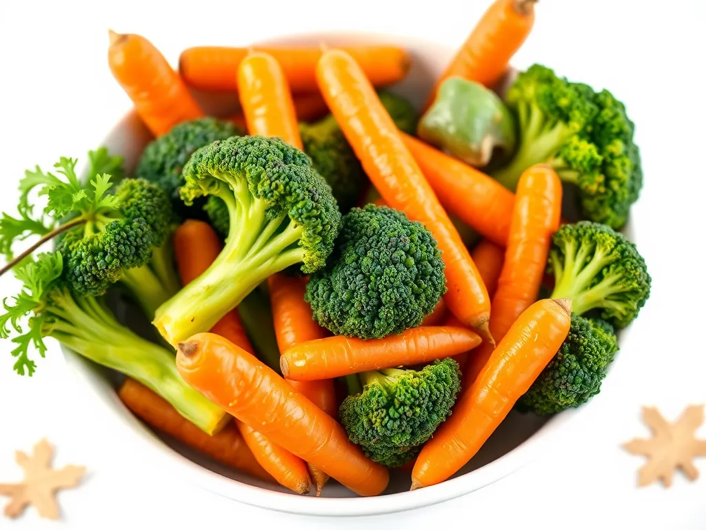 Bowl of fresh broccoli and carrots for a veggie medley