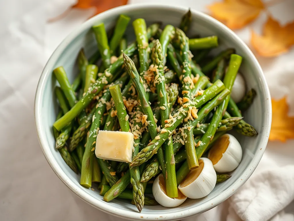 Delicious garlic parmesan asparagus crisped in the microwave