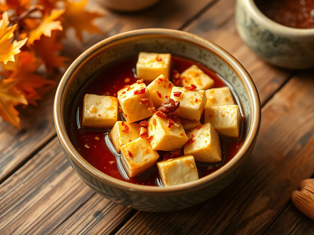 Delicious easy 2-minute ginger sesame tofu cubes in sauce