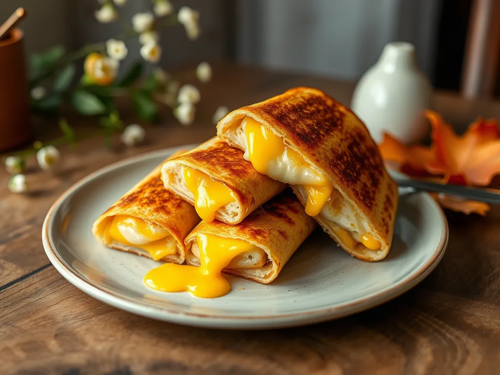 Delicious grilled cheese roll-ups melted in the microwave, oozing with cheese.