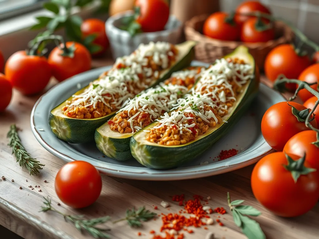 Delicious and healthy zucchini boats filled with nutritious ingredients, ideal for microwave baking.