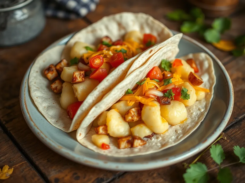 Cheap microwave instant mashed potato tacos served with fresh toppings