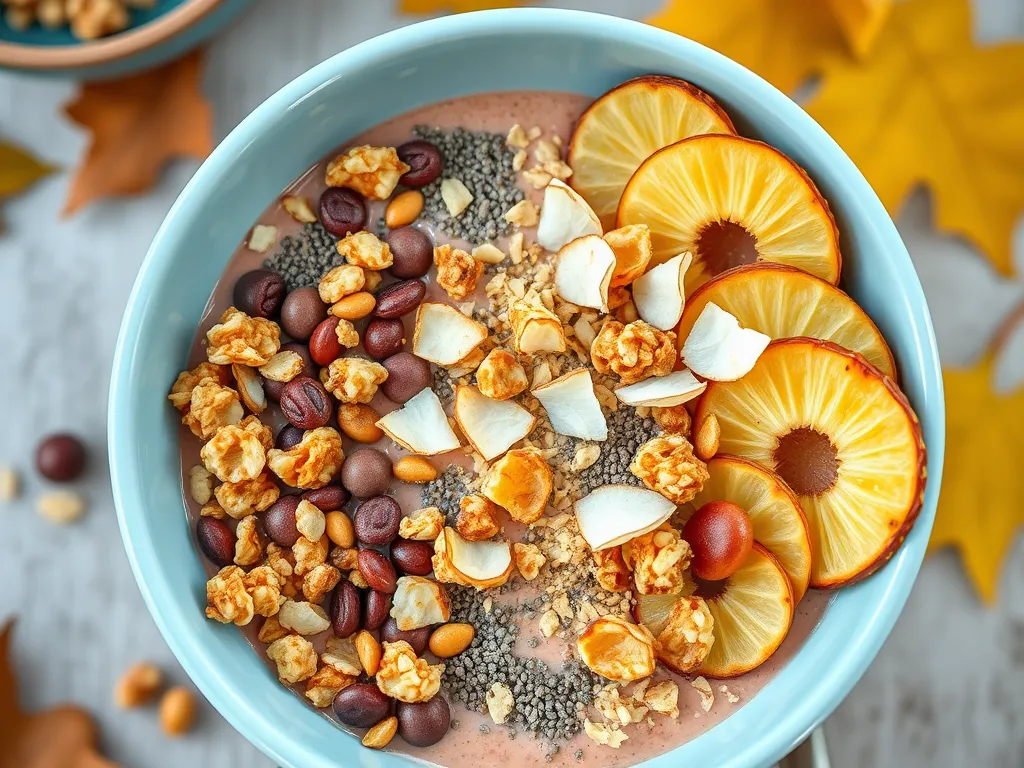 Delicious Island Vibes Smoothie Bowl topped with fruits and nuts