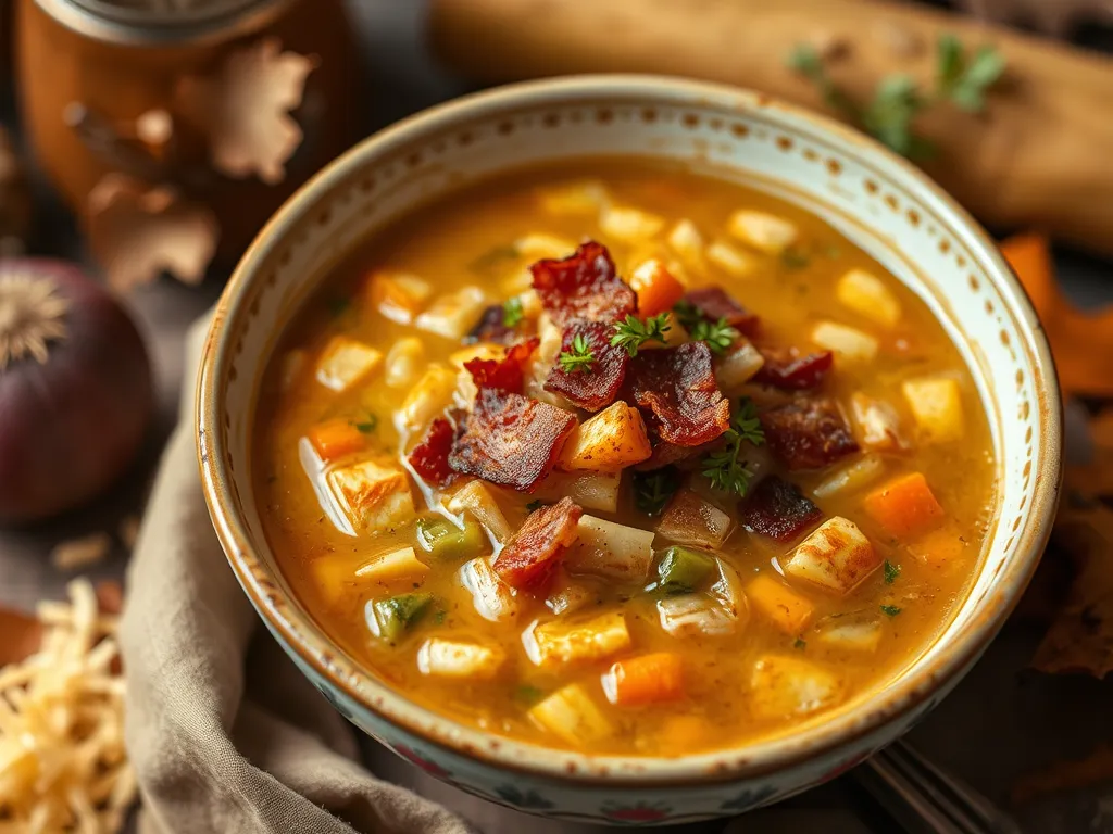 Delicious lazy microwave pre-cooked bacon and egg mug recipe with bacon pieces.