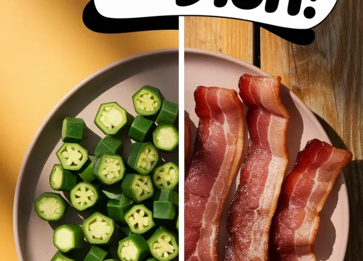 Microwave Pre-Cooked Bacon and Canned Diced Okra Delight