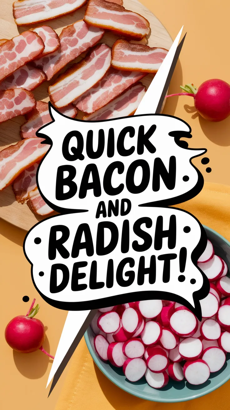 Cooked microwave bacon slices and a bowl of diced radishes, perfect for a quick meal.