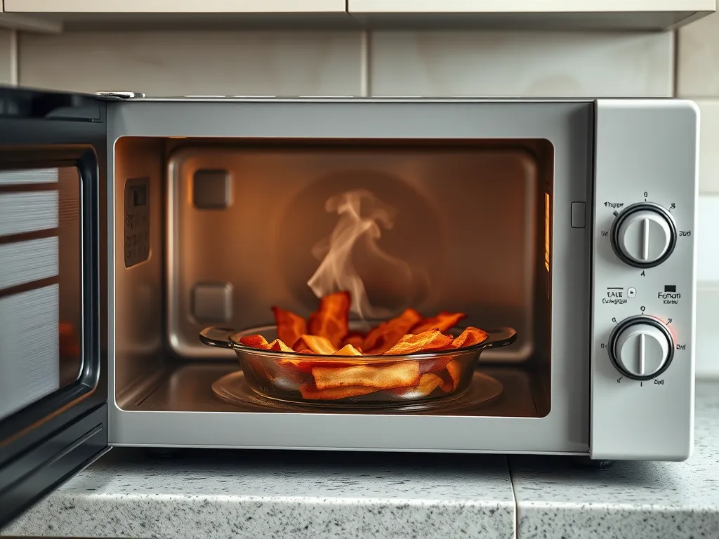 Delicious lazy microwave pre-cooked bacon ready to serve, perfect for quick meals with canned soup.