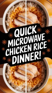 Microwave boxed rice topped with canned chicken for a quick meal.