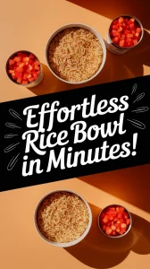 Easy microwave boxed rice with canned diced peppers for quick meals.