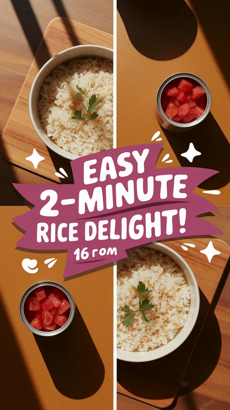 A bowl of lazy microwave boxed rice with diced tomatoes on the side, representing a quick and easy meal.