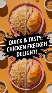 Delicious chicken and freekeh meal prepared quickly in the microwave.