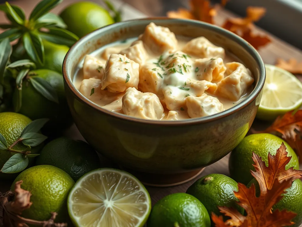 Delicious lazy microwave canned chicken served with fresh ingredients and lime