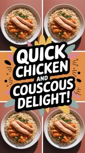 Delicious lazy microwave canned chicken served with instant couscous.