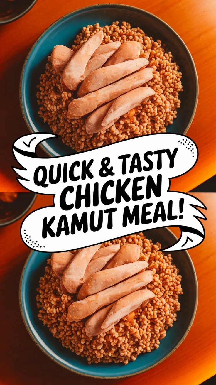A delicious quick meal featuring canned chicken served on a bed of instant kamut.