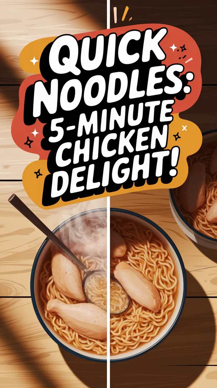 Delicious bowl of instant noodles topped with canned chicken, perfect for a quick meal.