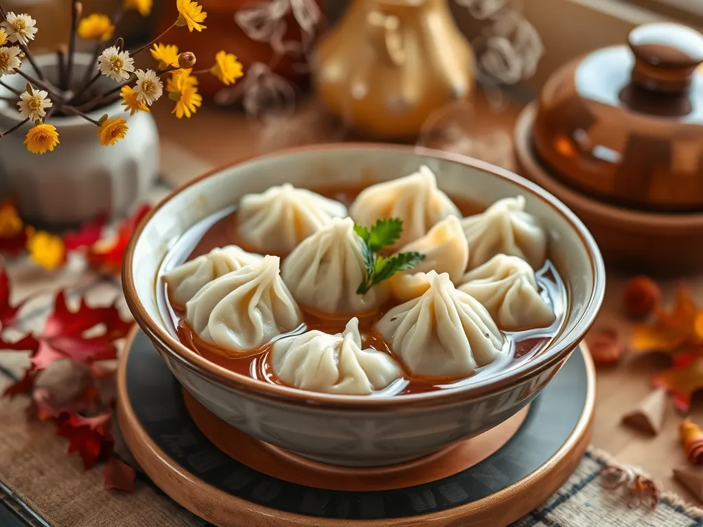 Delicious lazy microwave canned soup dumplings in a bowl