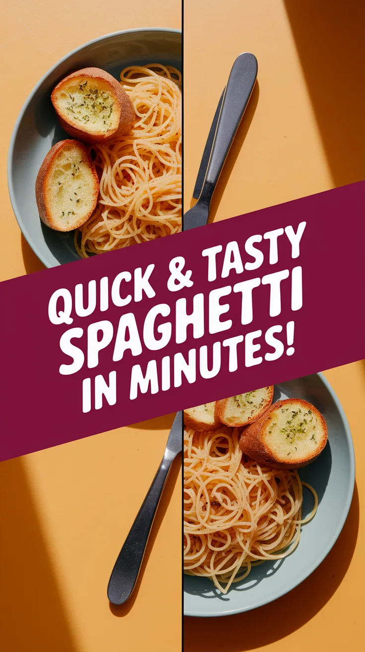 Delicious lazy microwave canned spaghetti with garlic bread