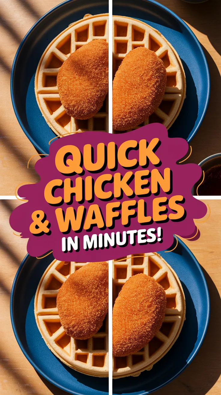 Delicious lazy microwave frozen chicken and waffles ready to enjoy.