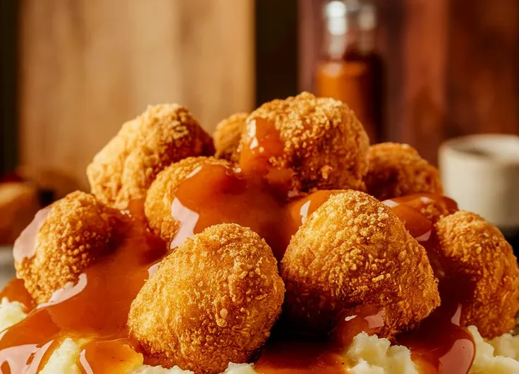Lazy Microwave Frozen Chicken Nugget and Stuffing Bowl