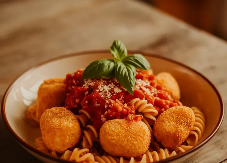 Lazy Microwave Frozen Chicken Nugget Pasta