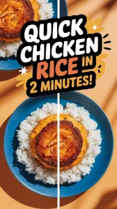 Microwave chicken patty served on rice, ready in two minutes